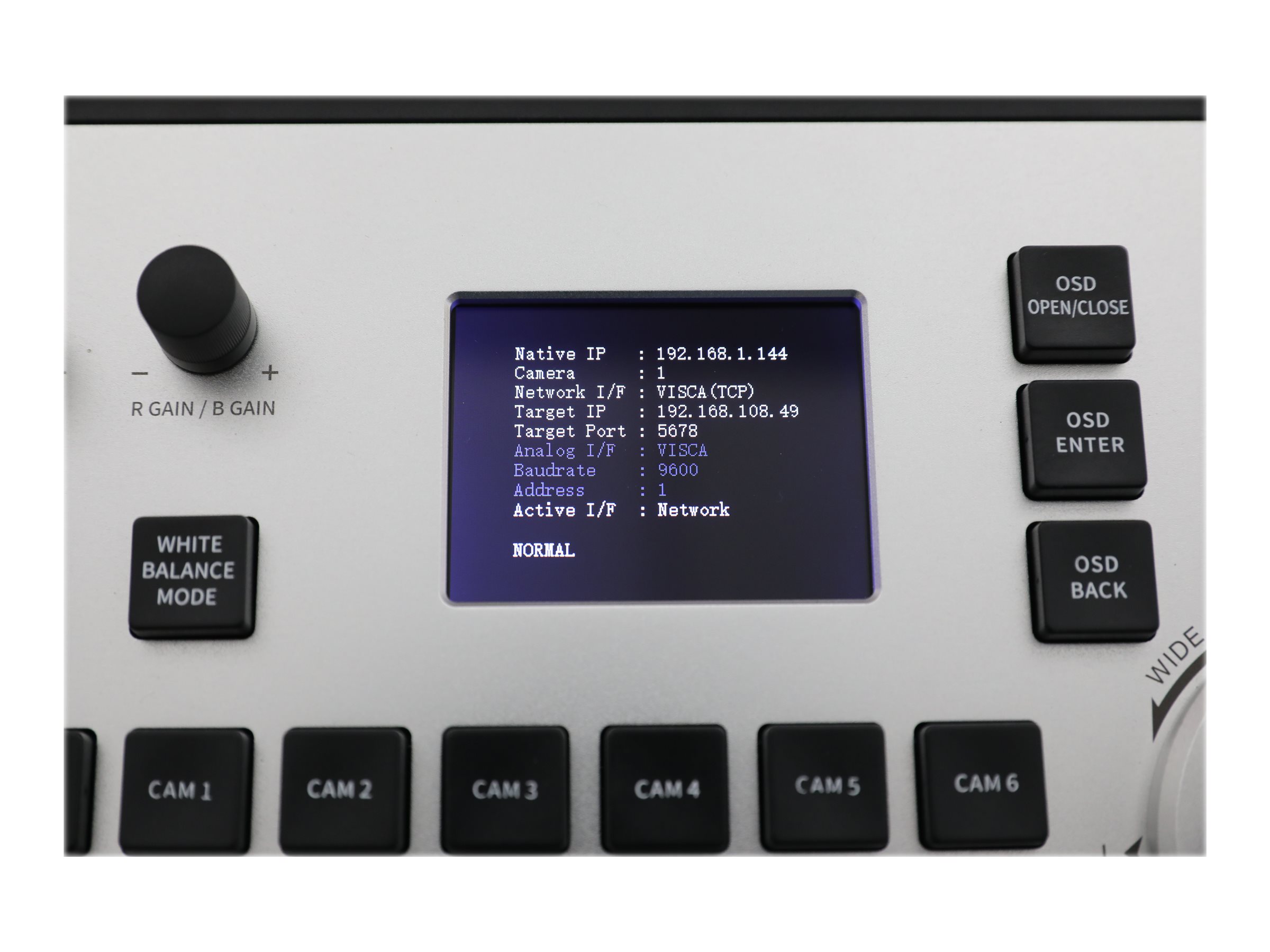 PTZOptics CCTV-Kamerafernbedienung - Anzeige