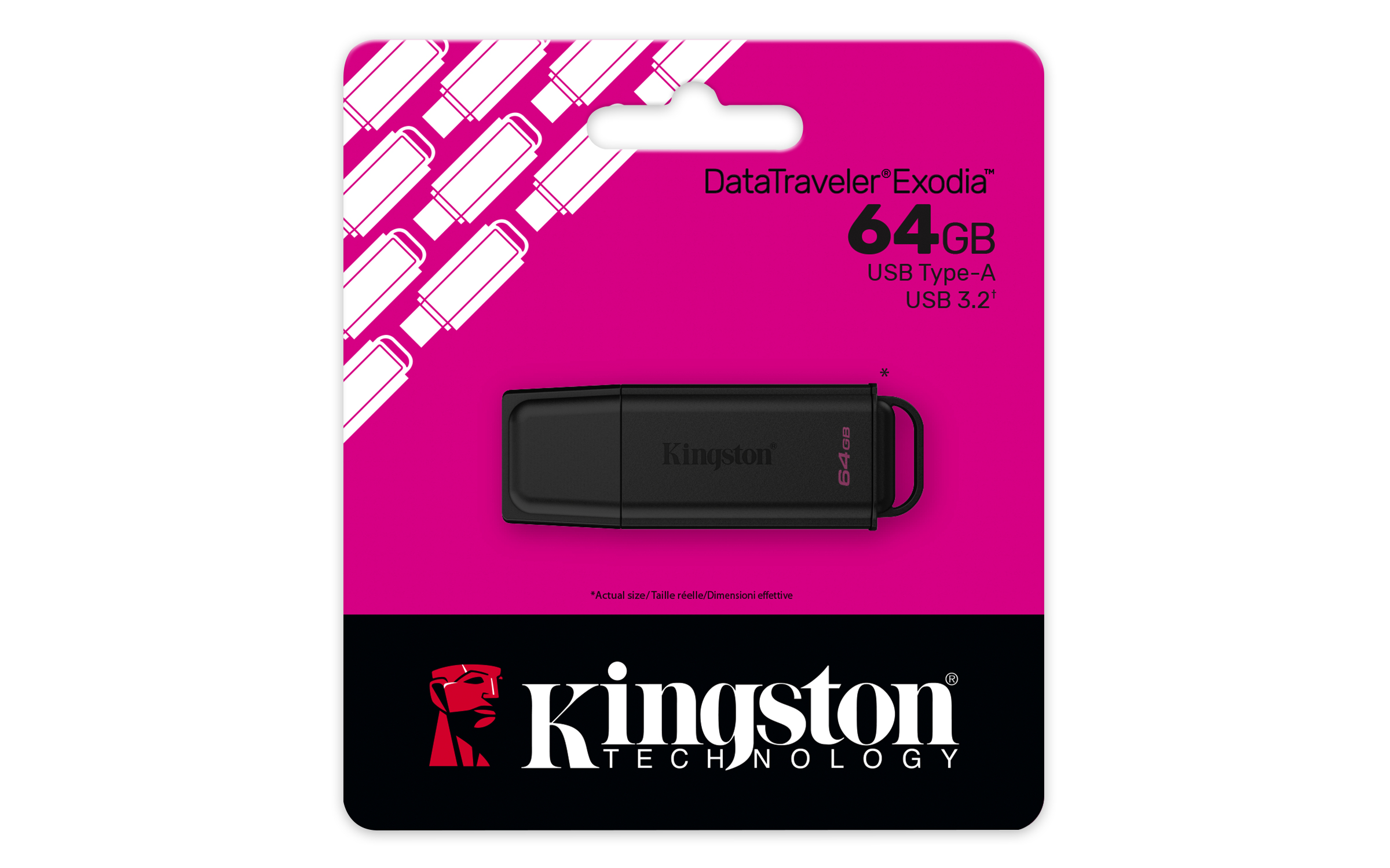 Kingston 64GB PORTABLE USB 3.2 GEN 1 DATATRAVELER EXODIA BLACK - 64 GB