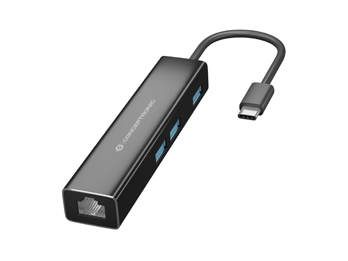 Conceptronic DONN07B - Hub - 3 x SuperSpeed USB 3.0 + 1 x 10/100/1000