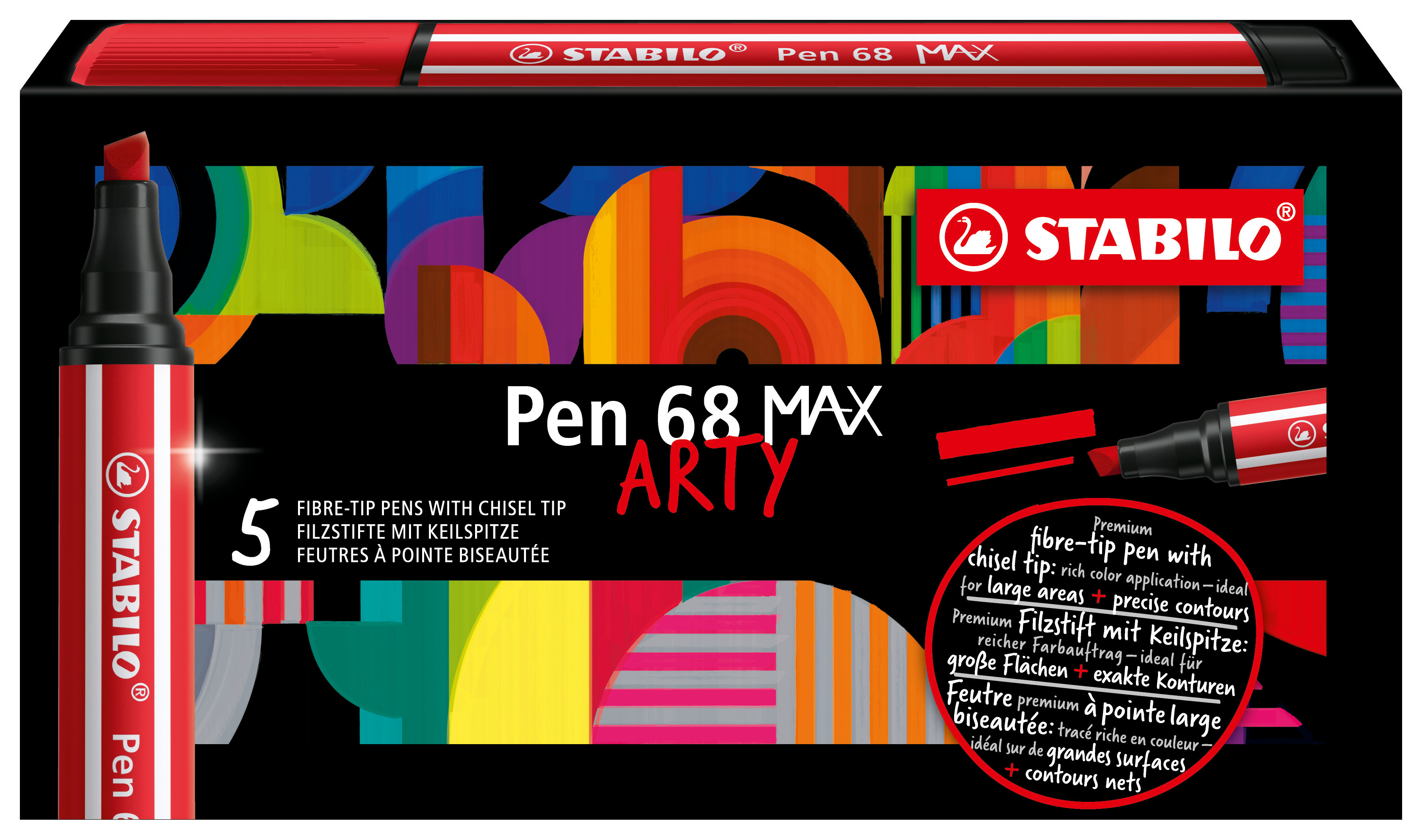 STABILO Pen 68 MAX rotulador Azul 5 pieza(s)