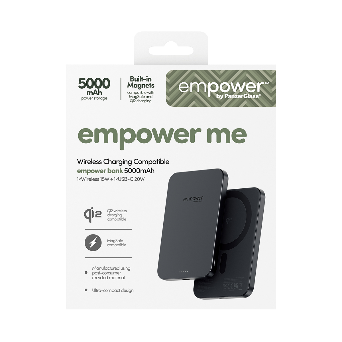 PanzerGlass empower by � empower Bank | 5000mAh | Space Black Noir