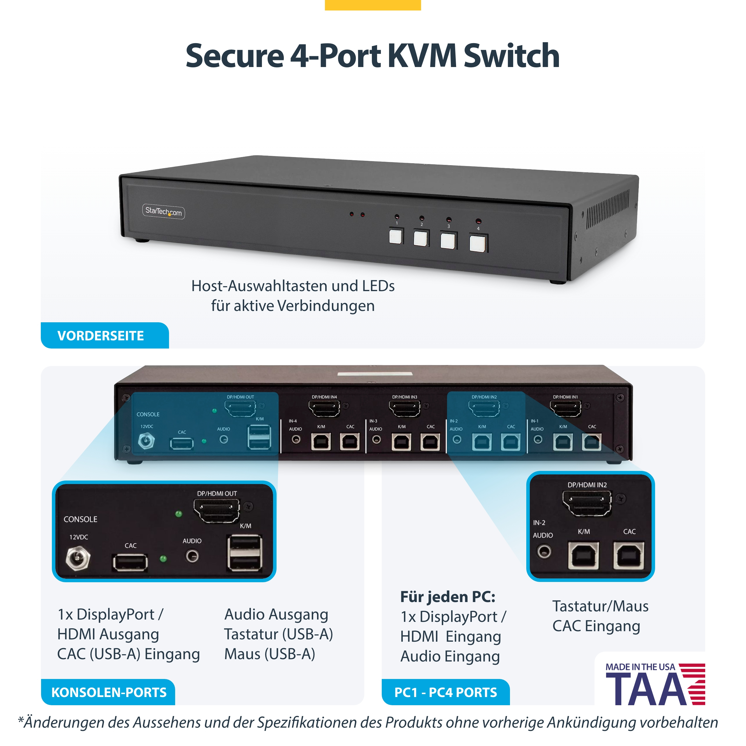 StarTech.com KVM-/Audio-/USB-Switch - 4 x KVM/Audio/USB