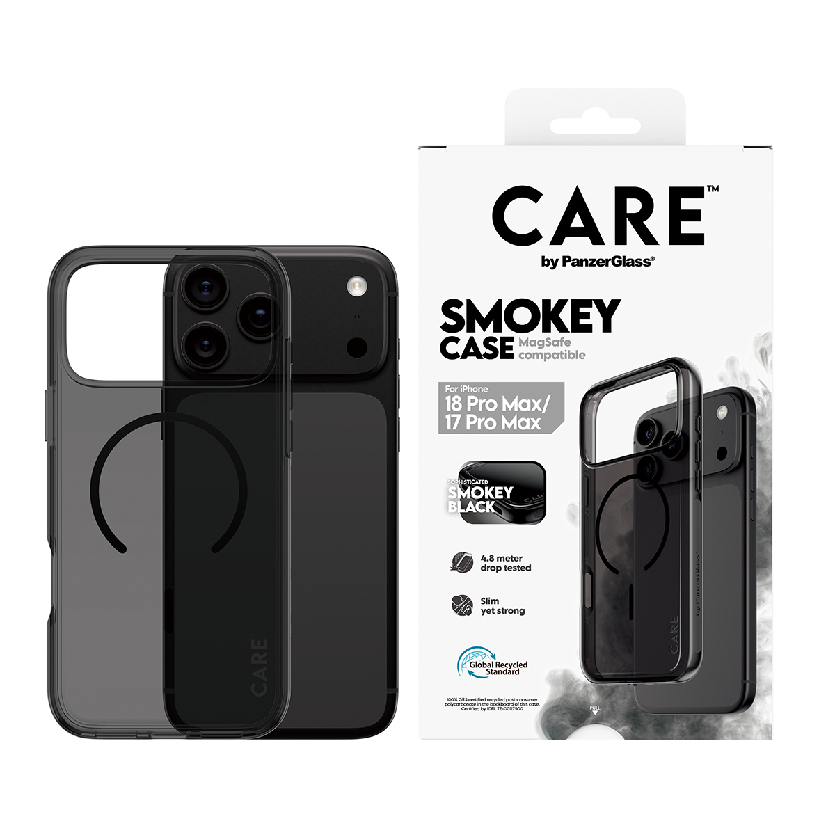 PanzerGlass CARE by � Smokey Case w. Black MagSafe iPhone 2026 Pro Max | 17 Pro Max coque de protection pour t�l�phones portables Housse Transparent