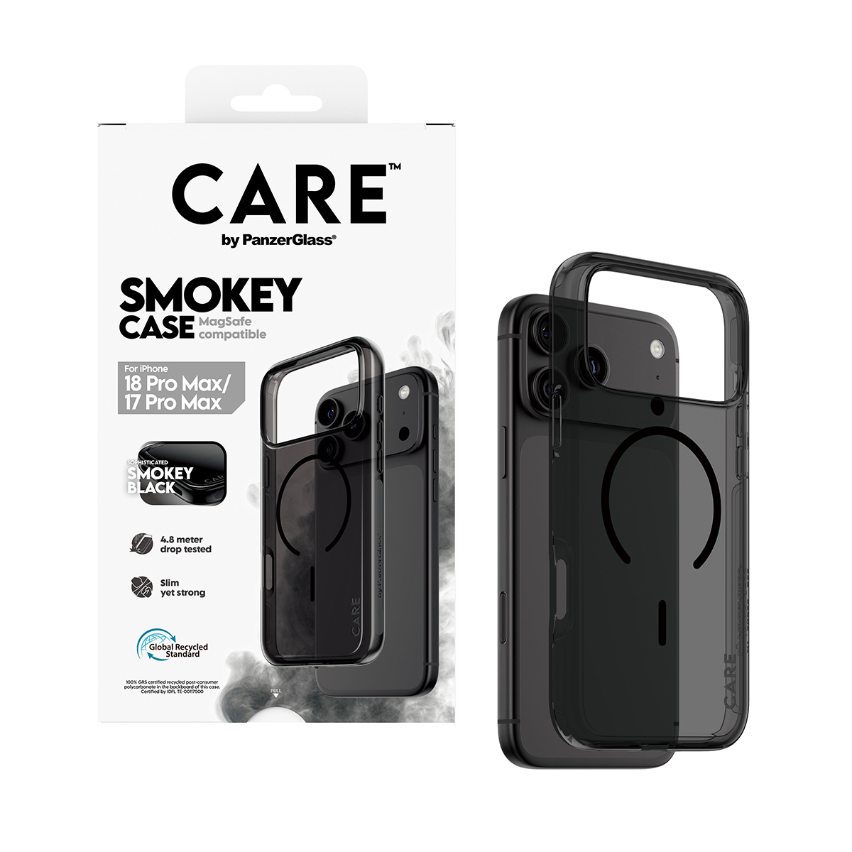 PanzerGlass CARE by � Smokey Case w. Black MagSafe iPhone 2026 Pro Max | 17 Pro Max coque de protection pour t�l�phones portables Housse Transparent