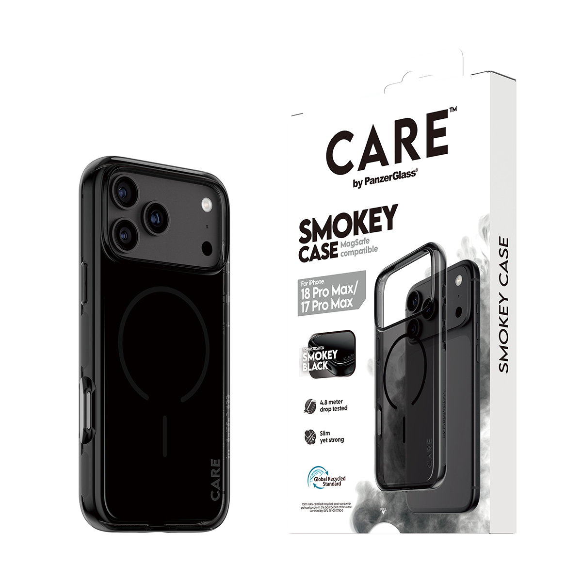 PanzerGlass CARE by � Smokey Case w. Black MagSafe iPhone 2026 Pro Max | 17 Pro Max coque de protection pour t�l�phones portables Housse Transparent