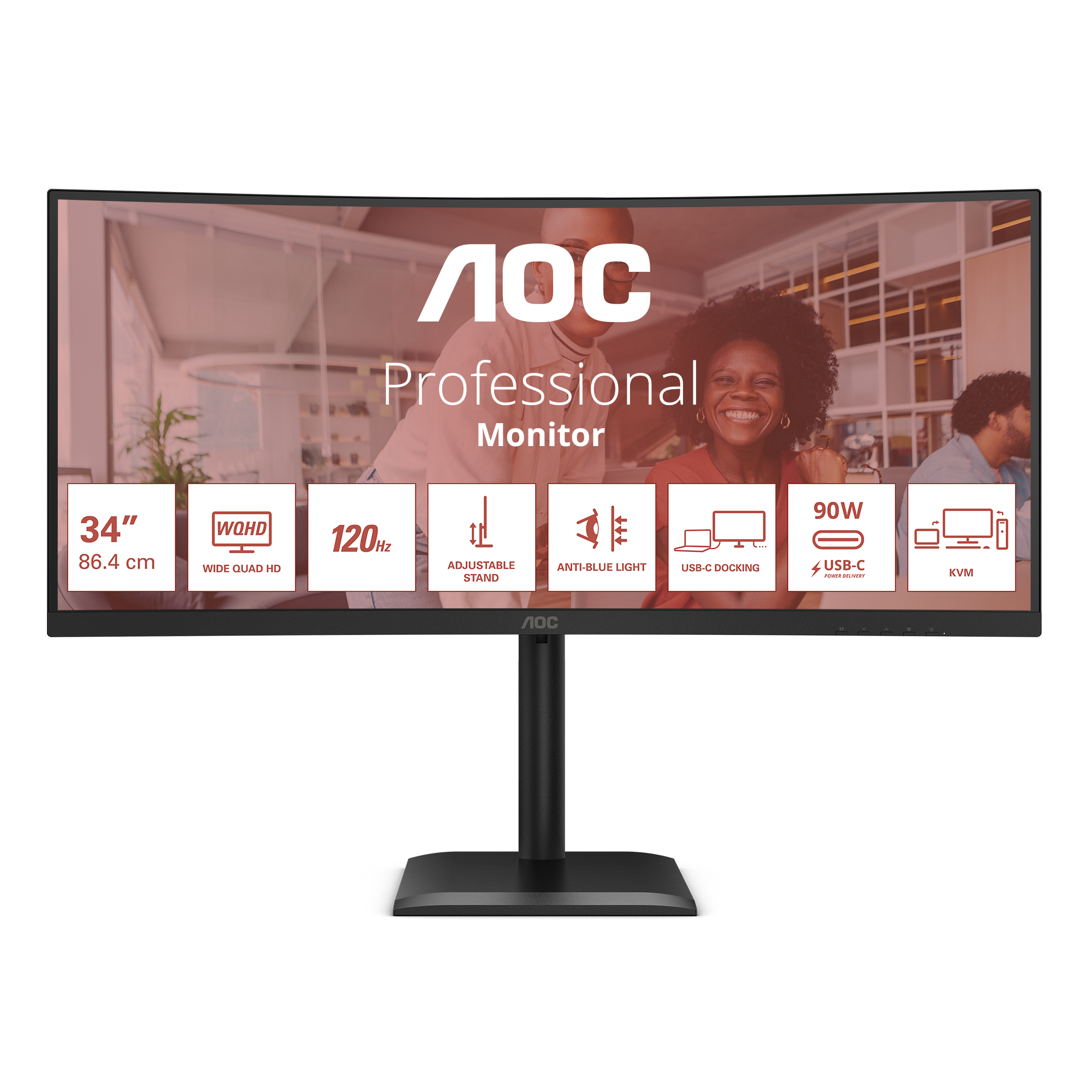 AOC E4 CU34E4CV computer monitor 86.4 cm (34) 3440 x 1440 pixels UltraWide Quad HD LCD Black