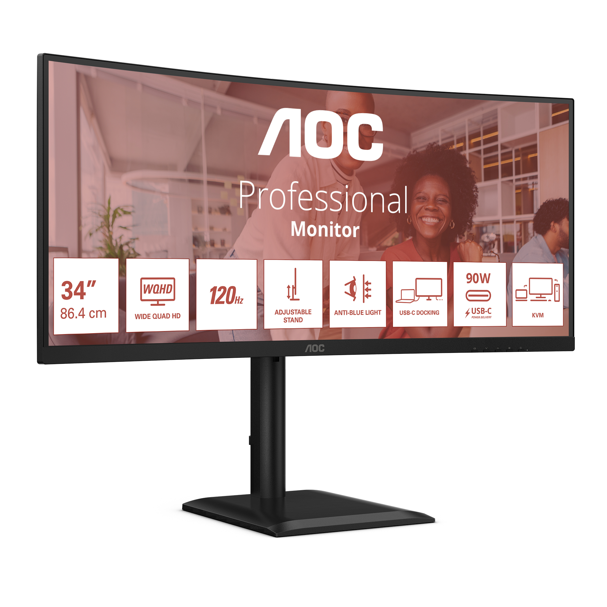AOC E4 CU34E4CV computer monitor 86.4 cm (34) 3440 x 1440 pixels UltraWide Quad HD LCD Black