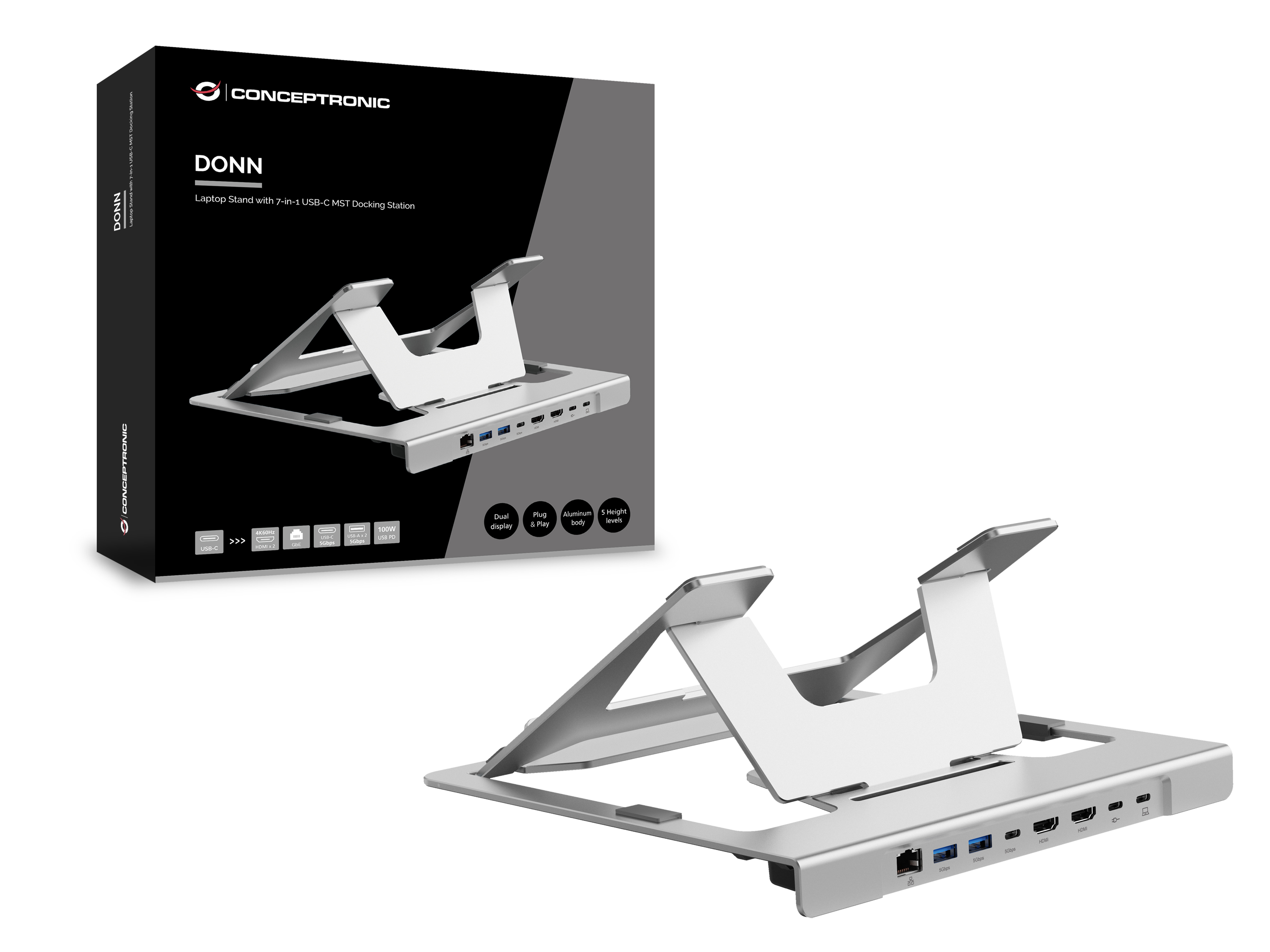 Conceptronic DONN35S supporto per laptop Supporto per computer portatile Argento