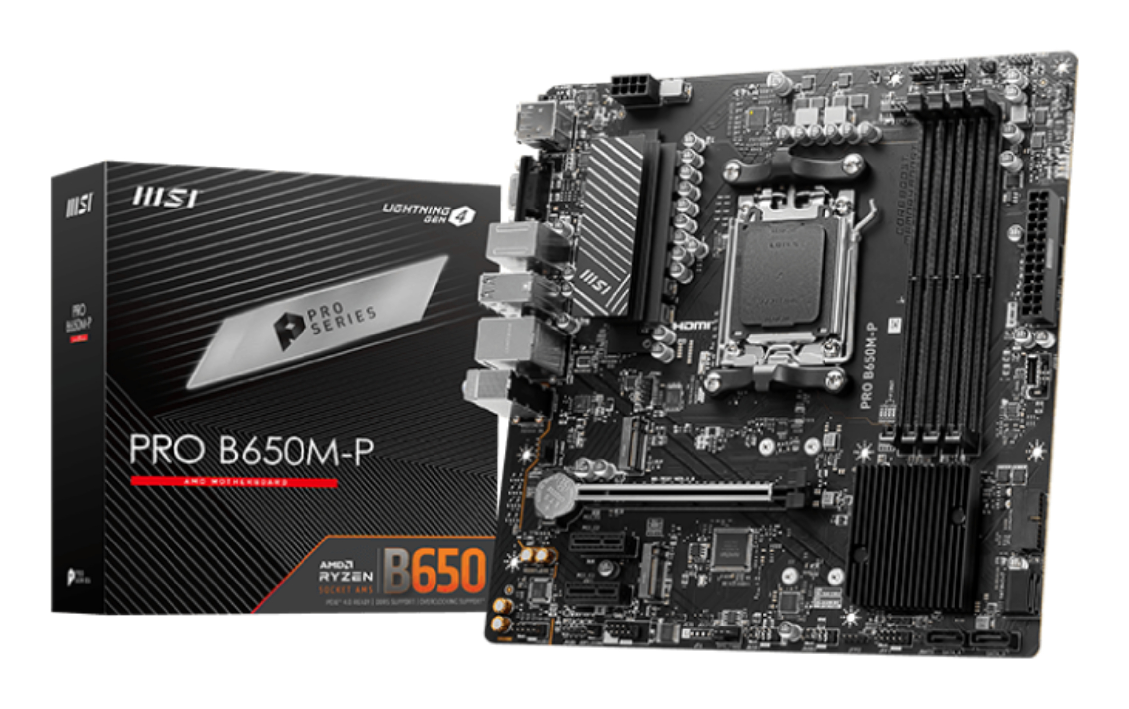 MSI PRO B650M-P - AMD - Sockel AM5 - AMD Ryzen 7000 Series - Sockel AM5 - DDR5-SDRAM - 192 GB