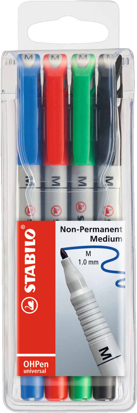 STABILO OHPen marcador 4 pieza(s) Negro, Azul, Verde, Rojo