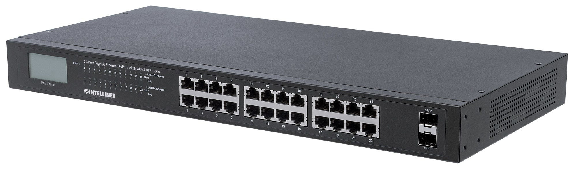 Intellinet 561242 commutateur r�seau Non-g�r� Gigabit Ethernet (10/100/1000) Connexion Ethernet, supportant lalimentation via ce port (PoE) 1U Noir