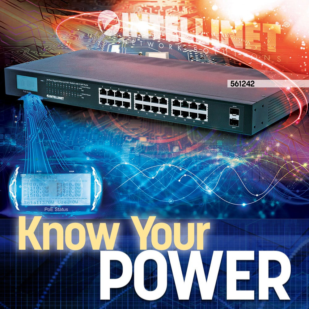 Intellinet 561242 commutateur r�seau Non-g�r� Gigabit Ethernet (10/100/1000) Connexion Ethernet, supportant lalimentation via ce port (PoE) 1U Noir