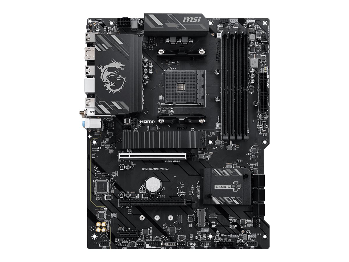 MSI B550 GAMING WIFI6E - Motherboard - ATX - Socket AM4 - AMD B550 Chipsatz - USB 3.2 Gen 1, USB 3.2 Gen 2, USB-C 3.2 Gen2, USB-C 3.2 Gen 1 - Gigabit LAN, Wi-Fi 6E, Bluetooth - Onboard-Grafik (CPU erforderlich)