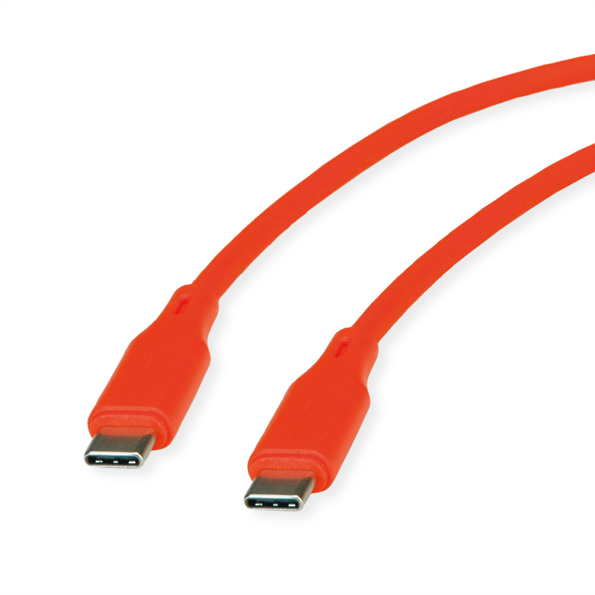 ROLINE USB 2.0 Kabel C-C ST/ST Silikon 60W 1m Orange - Kabel - Digital/Daten