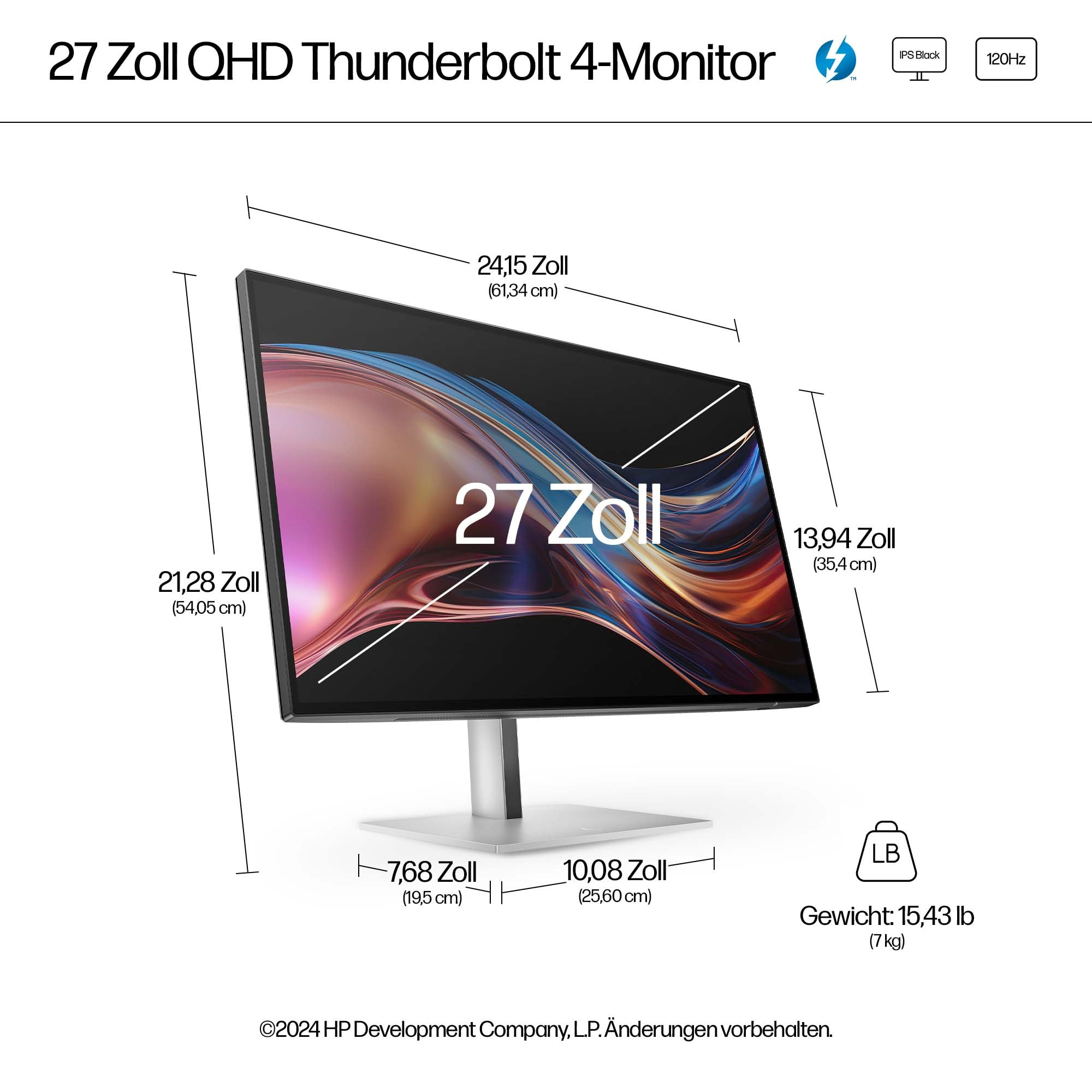HP Monitor de alta definici�n cu�druple Thunderbolt 4 Pro de la serie 7 de 27 pulgadas: 727pu sin PVC