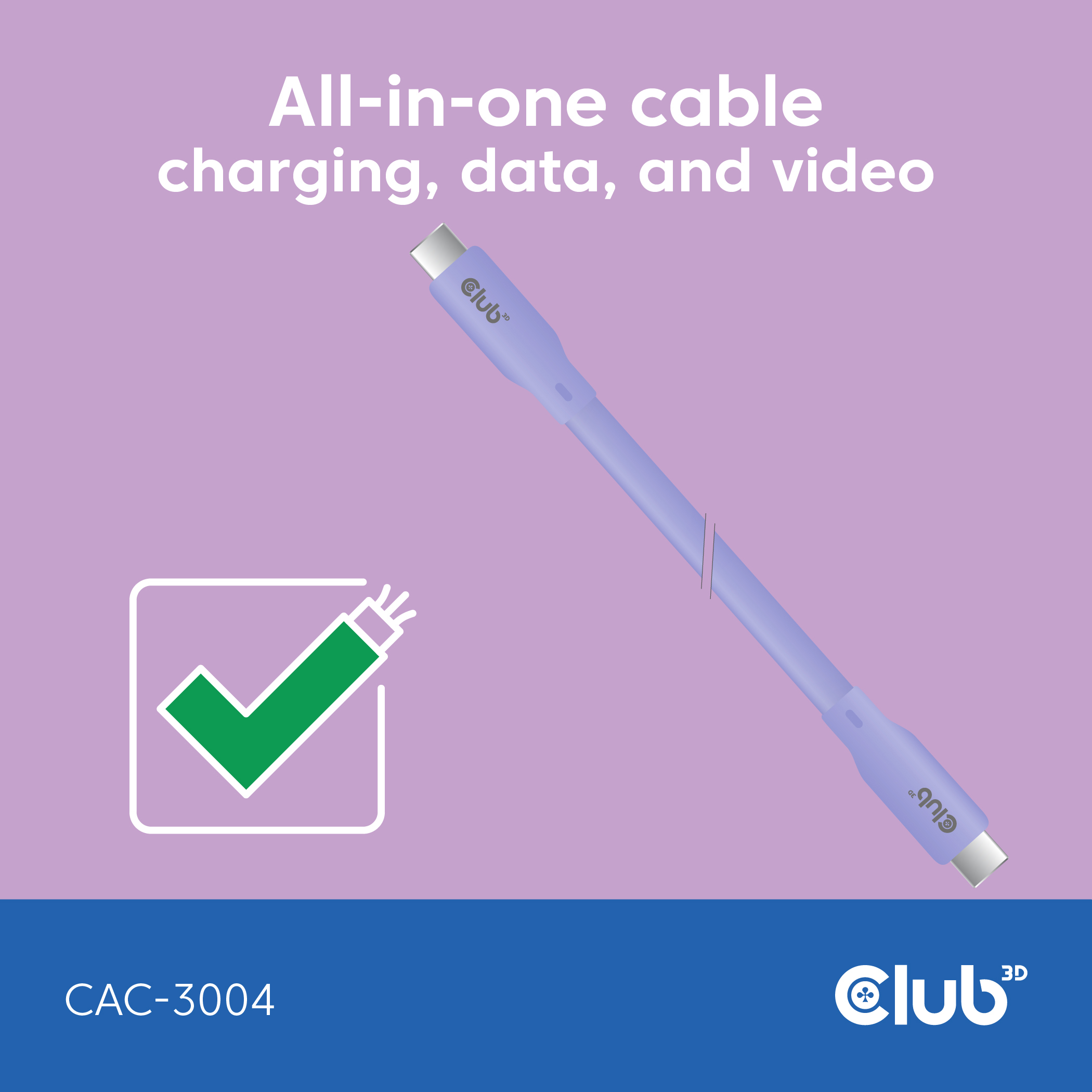 CLUB3D USB C cable purple