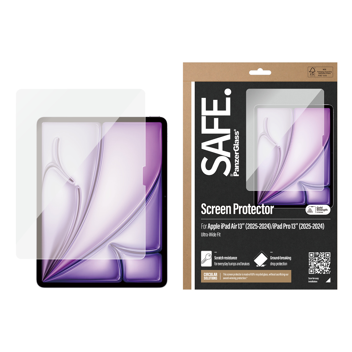 PanzerGlass SAFE. by PanzerGlass - Bildschirmschutz f�r Tablet - ultrabreite Passform - Glas - 13 - f�r Apple 13-inch iPad Pro (M4)
