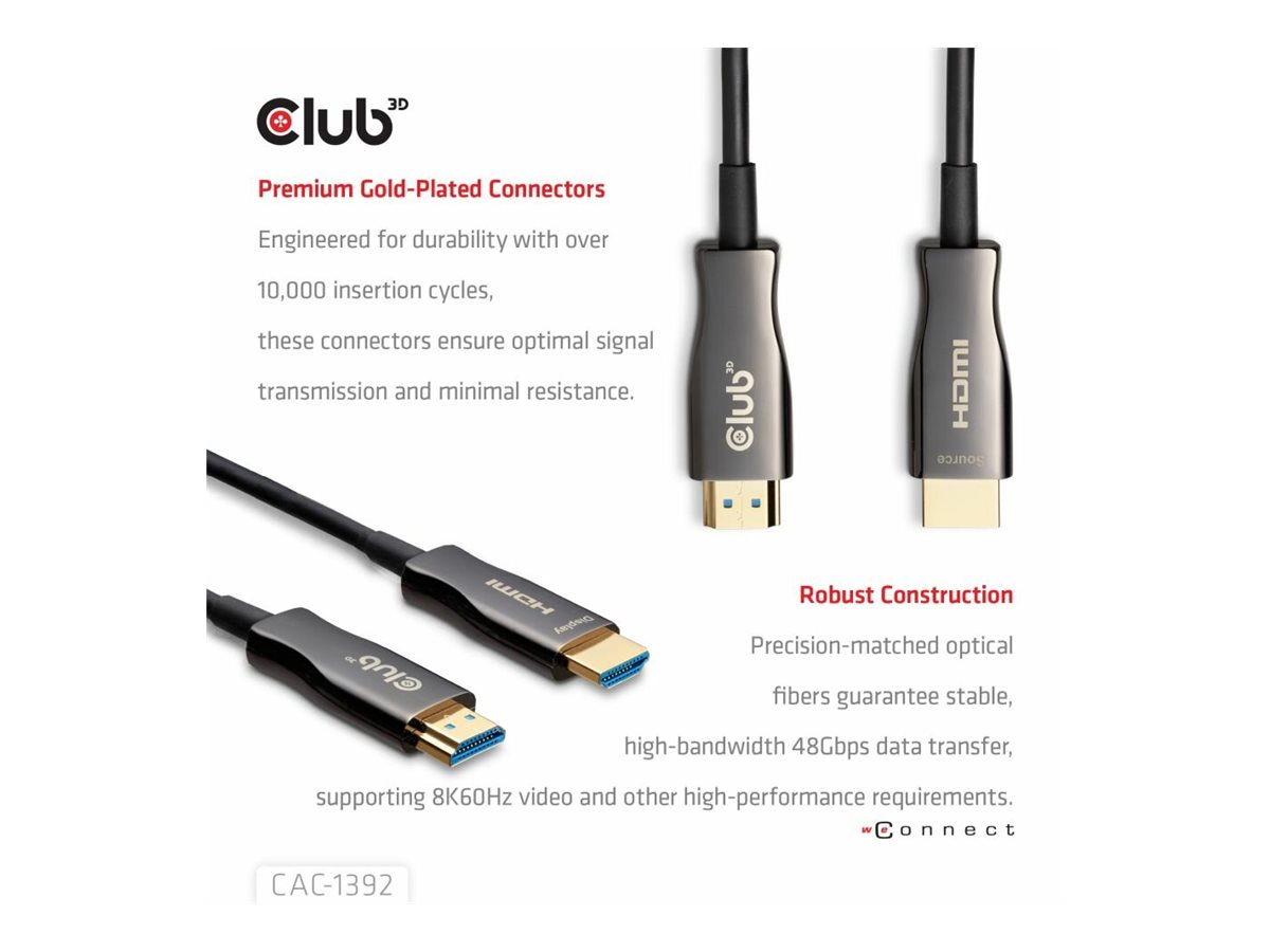 CLUB3D HDMI Hybrid AOC Cable 8K60Hz/4K120Hz 30m / 98.42 ft