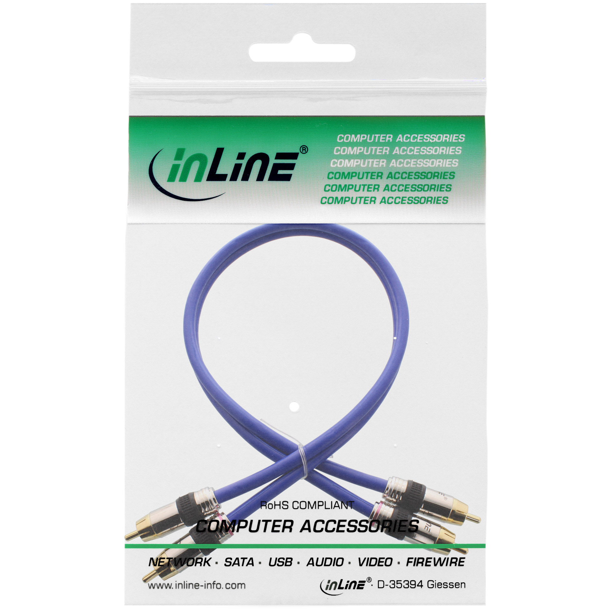 InLine 89703P c�ble audio 3 m 2 x RCA Bleu