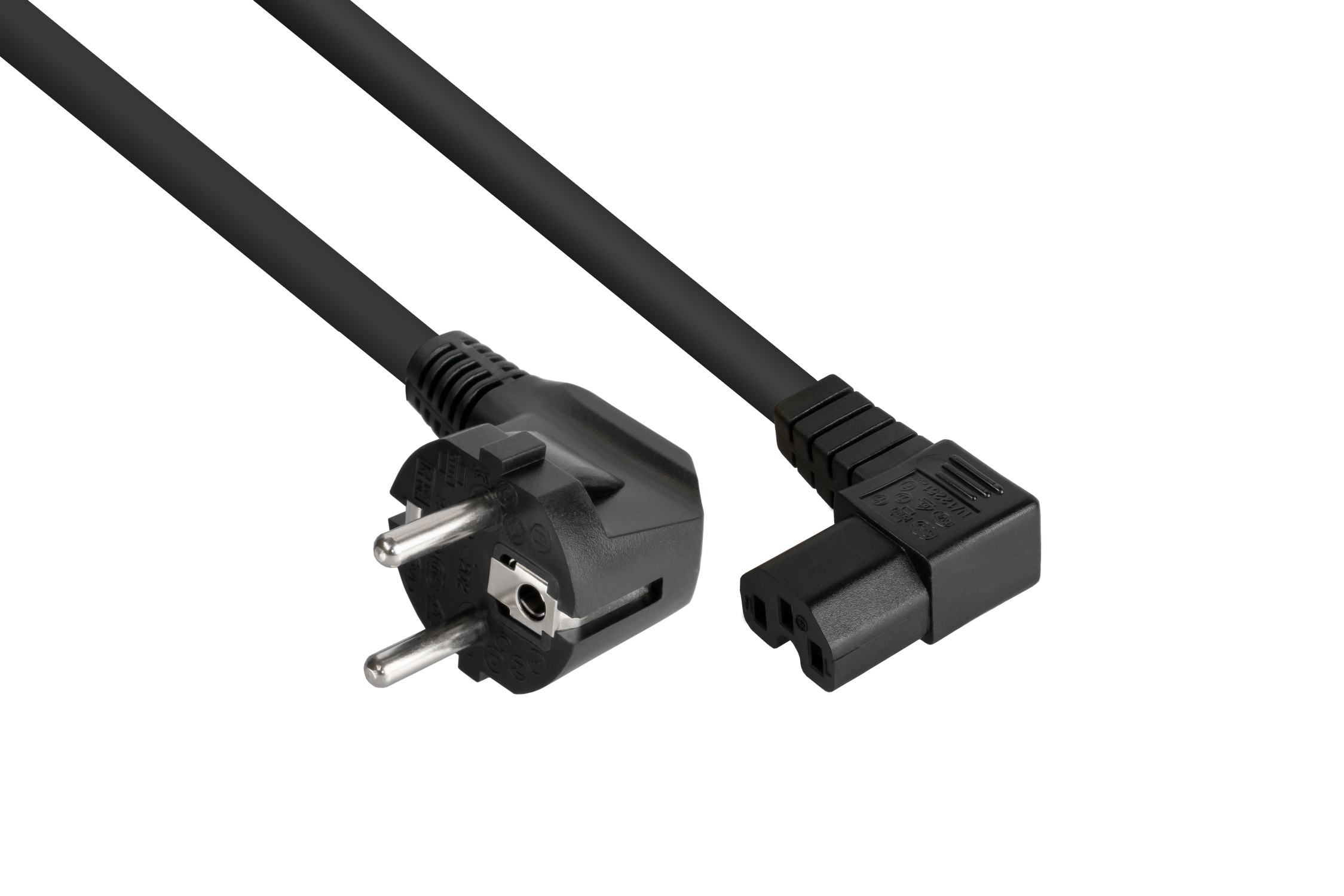 kabelmeister Netzkabel Schutzkontakt-Stecker Typ E+F (90 gew.) an Warmgerte-Buchse C15 (r. gew.),