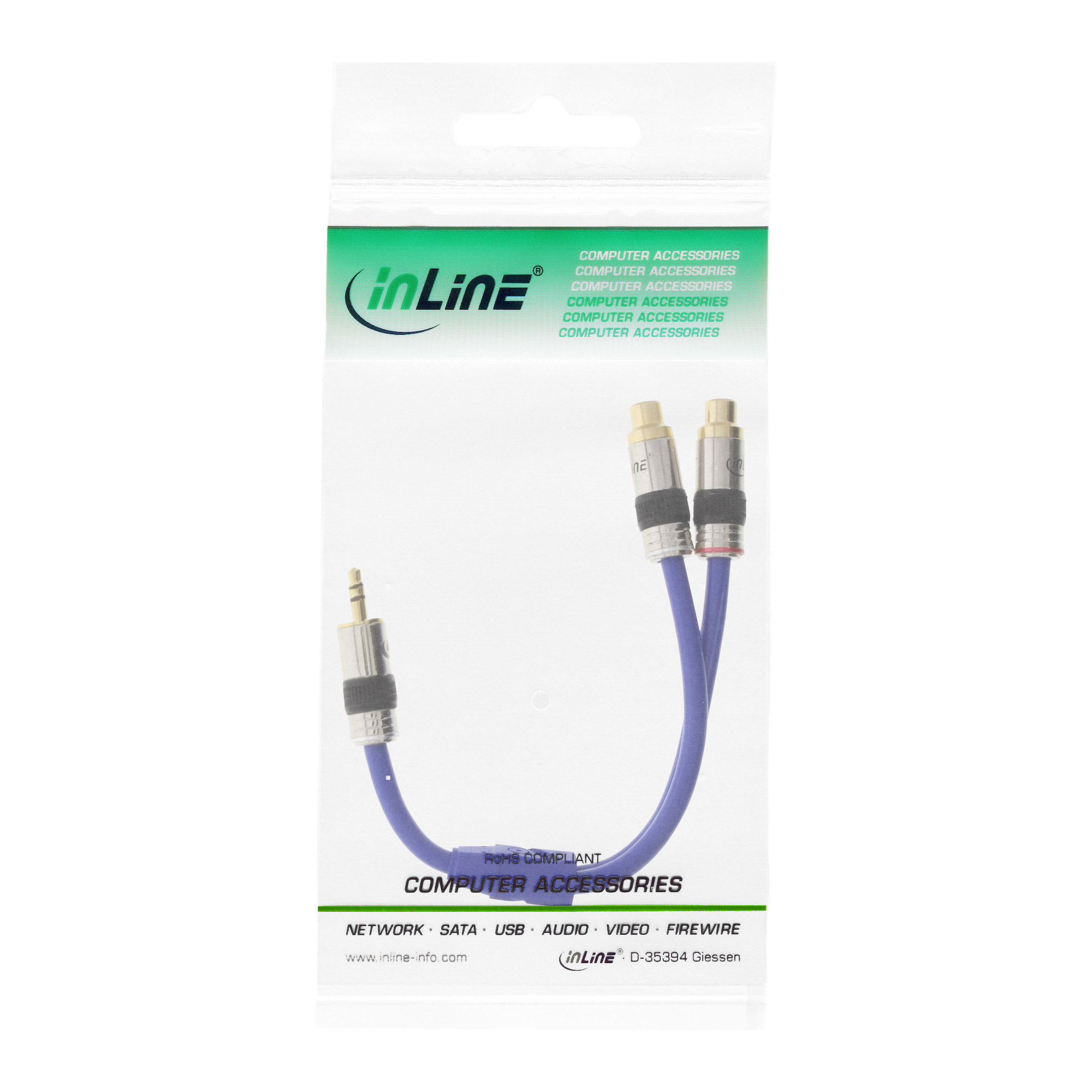 InLine 89941P c�ble audio 0,25 m 2 x RCA 3,5mm Bleu
