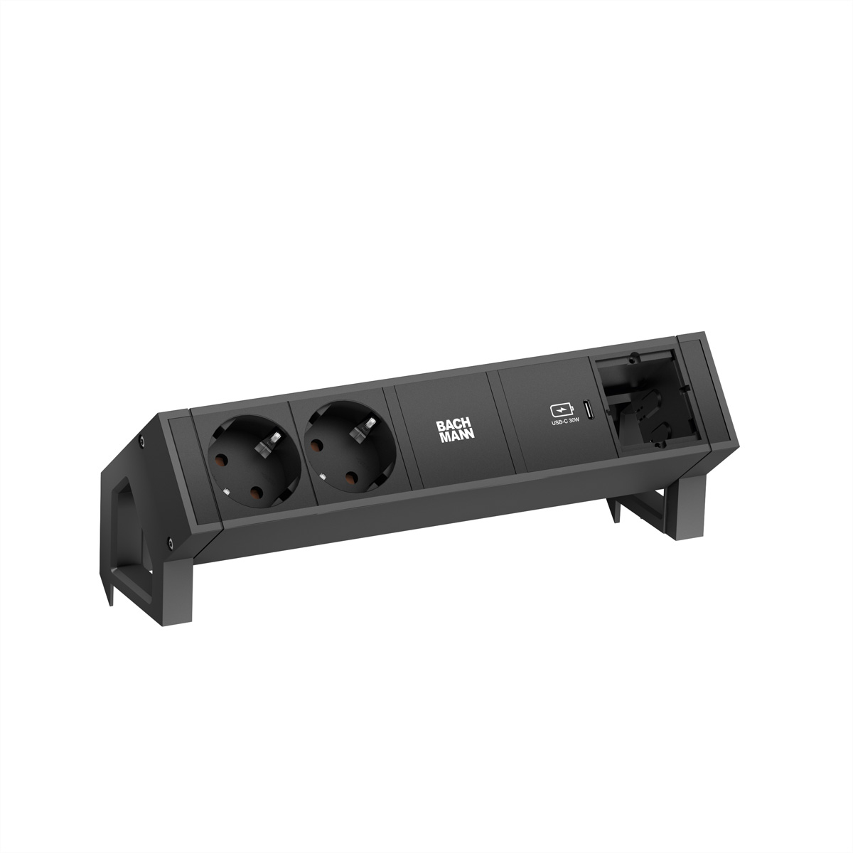 Bachmann Desk 2 - Drinnen - Typ F - Schwarz - 2 AC-Ausg�nge - 1 St�ck(e)