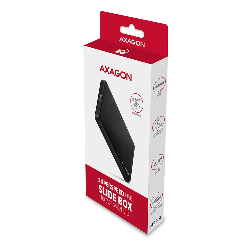 Axagon EE25-SL storage drive enclosure HDD/SSD enclosure Black 2.5