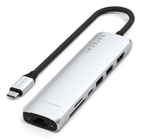 Satechi USB-C 7-in-1 Slim Multi Port Adapter Ethernet Silver