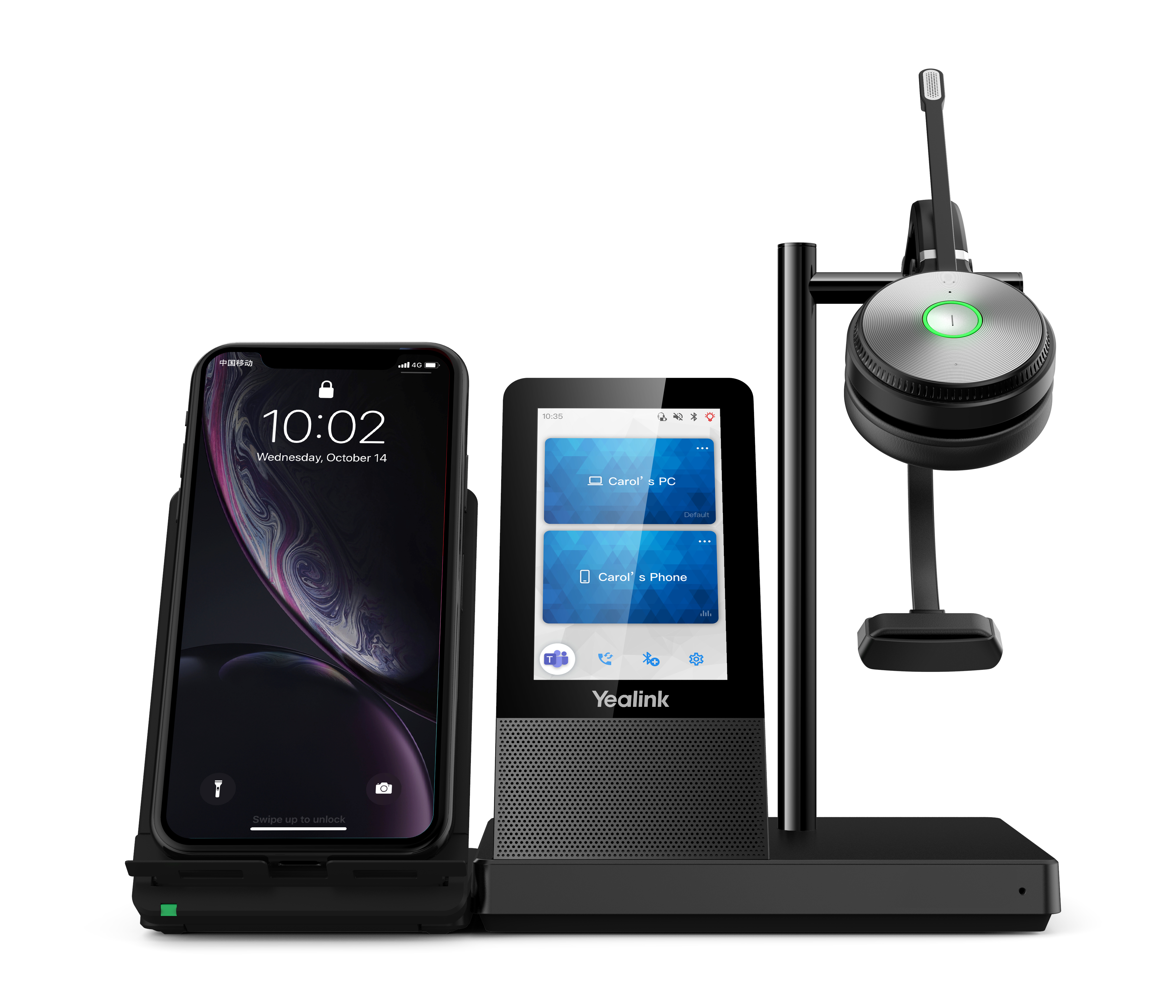 Yealink WH66 Mono UC Auricolare Wireless A Padiglione Ufficio USB tipo A Bluetooth Base di ricarica Nero