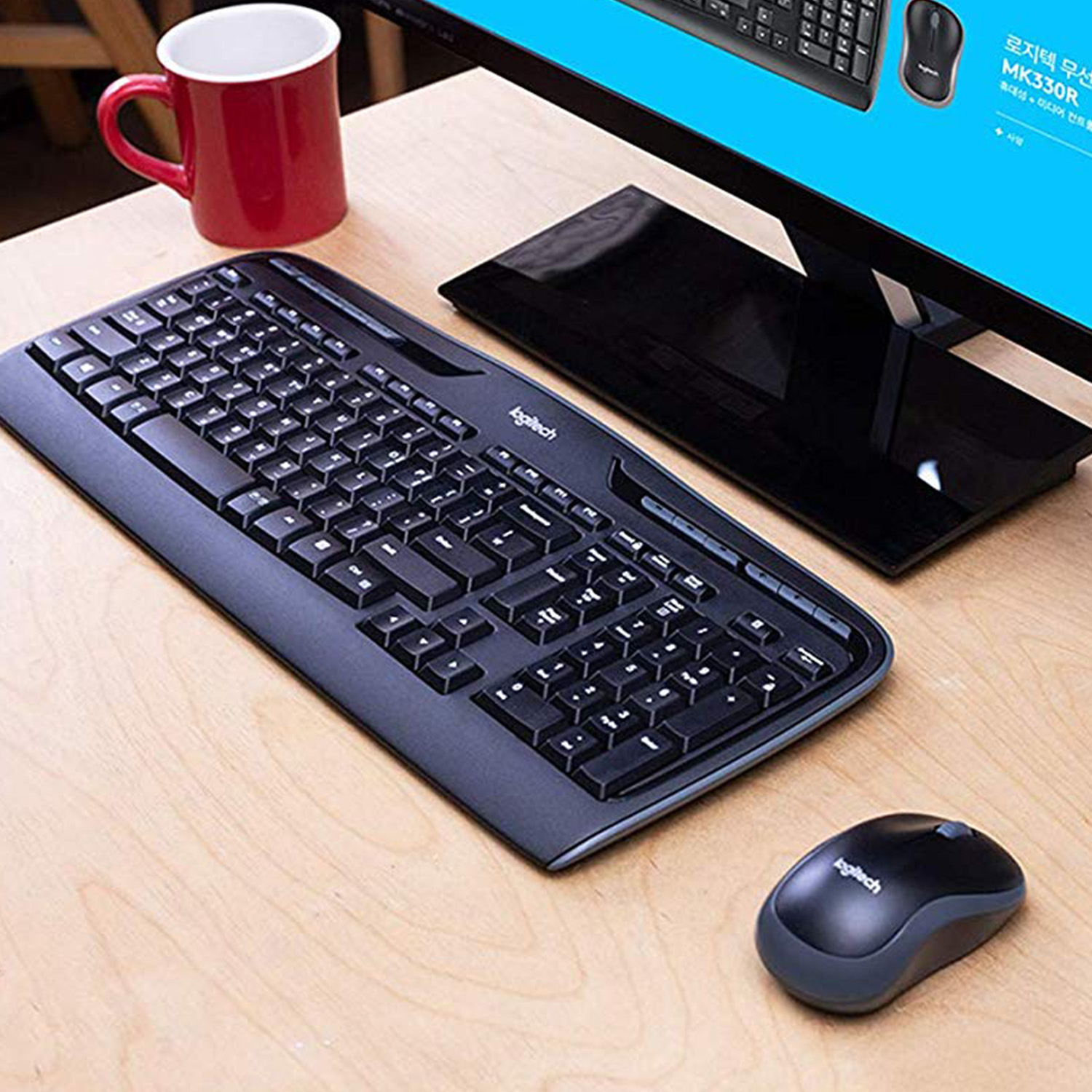 Logitech Wireless Combo MK330 teclado Ratn incluido RF inalmbrico AZERTY Belga Negro