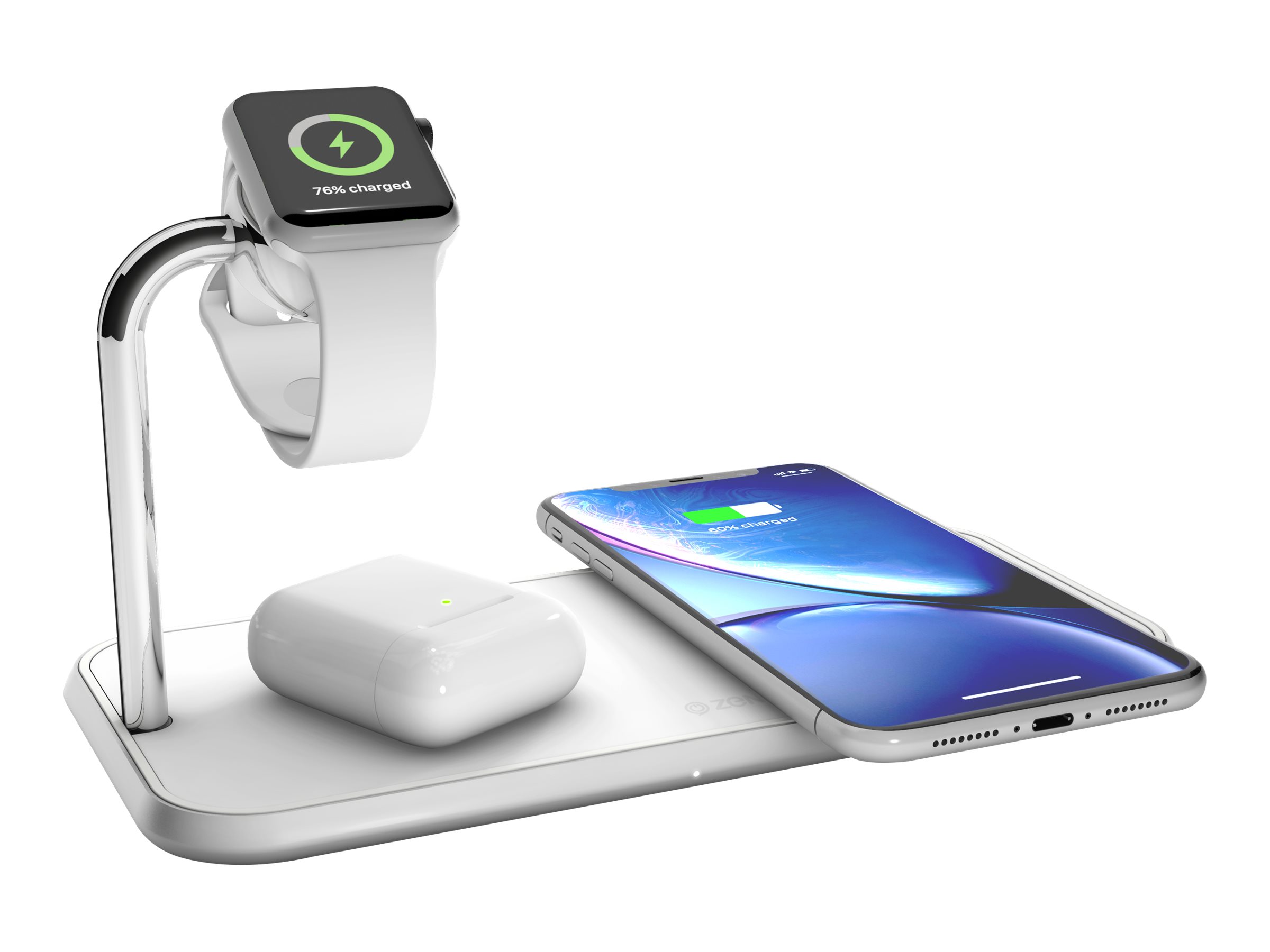 Zens Dual+Watch Aluminium Wireless Charger - Induktive Ladematte + AC-Netzteil