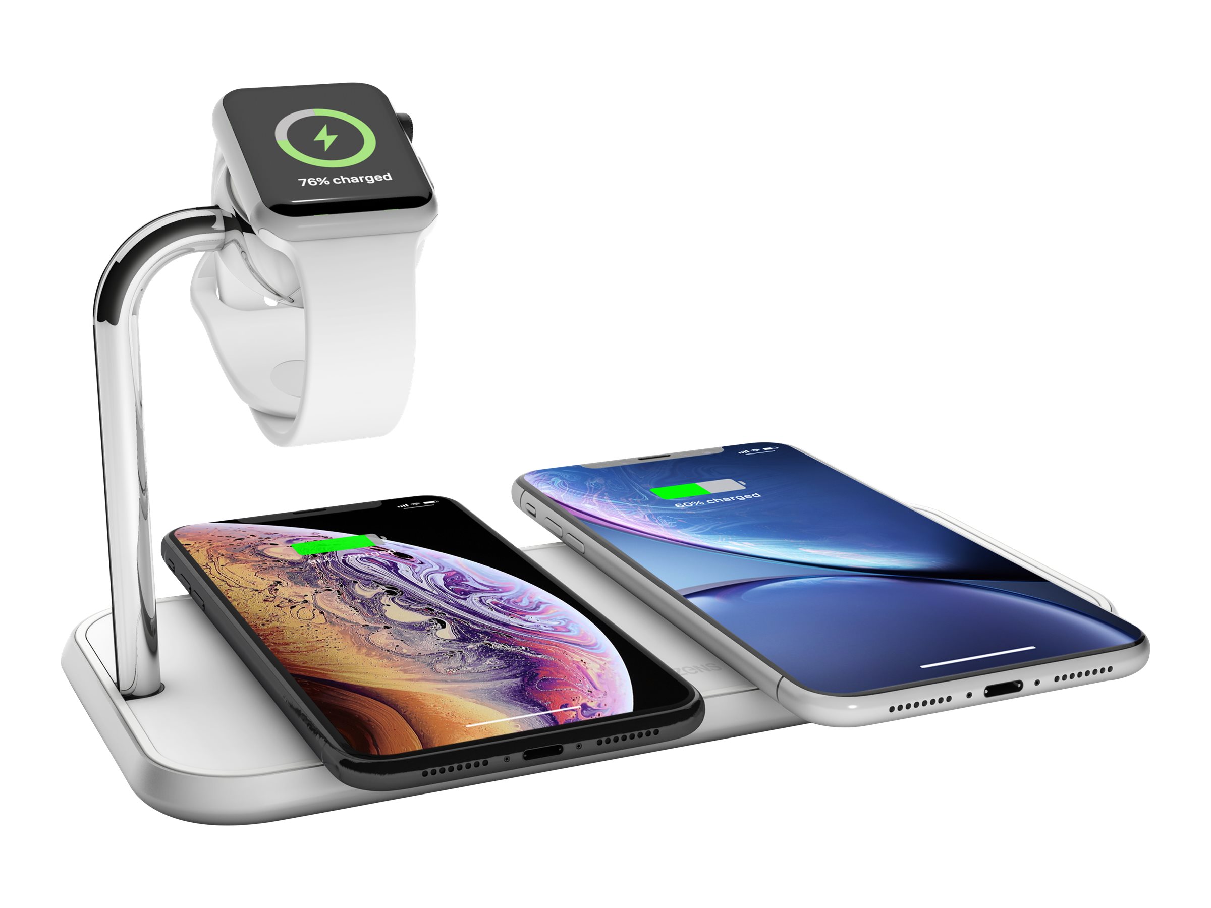 Zens Dual+Watch Aluminium Wireless Charger - Induktive Ladematte + AC-Netzteil