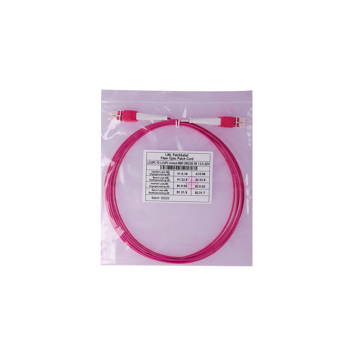 BlueOptics Duplex LWL Patchkabel LC Uniboot-LC Uniboot Multimode OM4 0.5 Meter