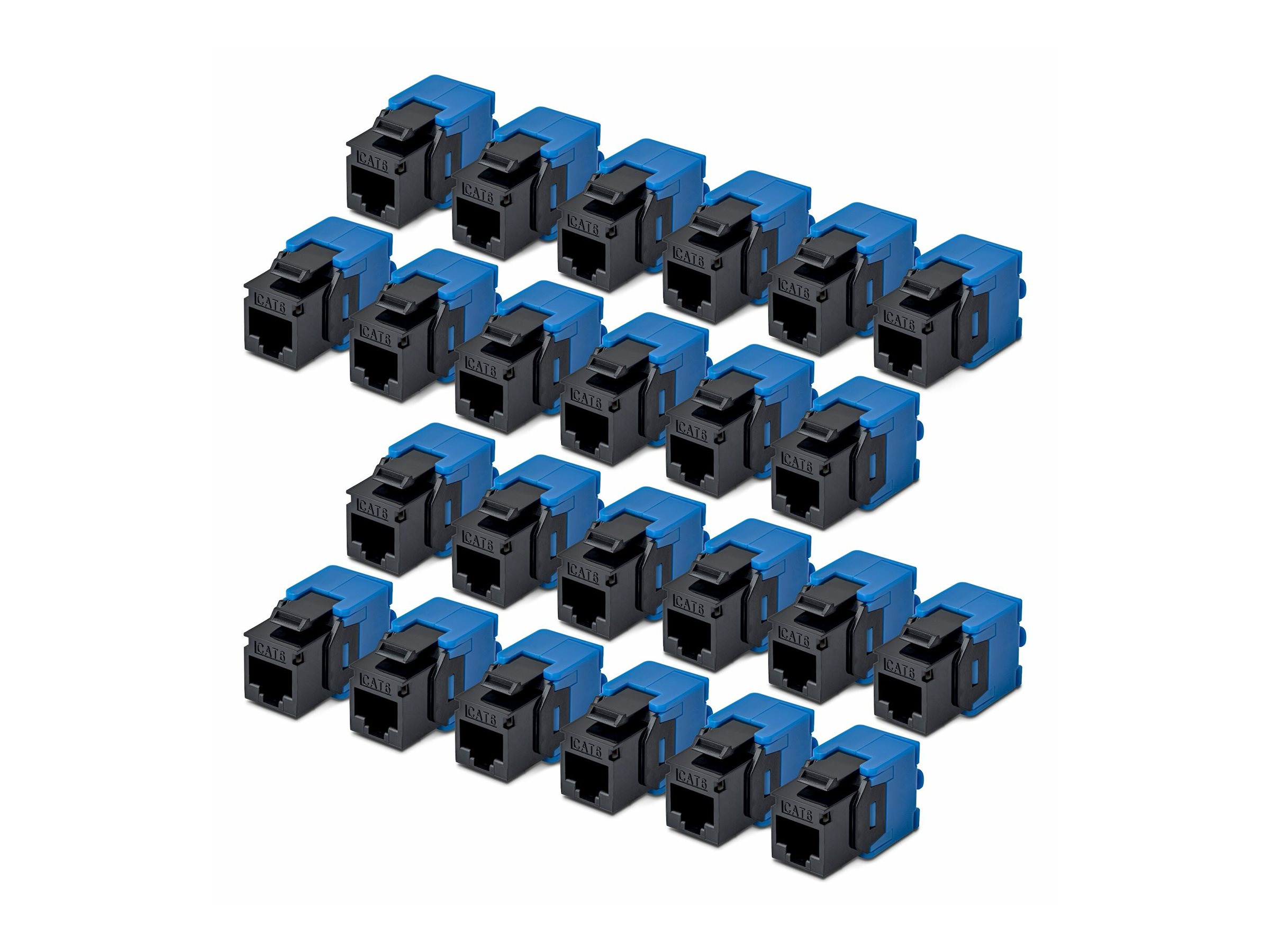 StarTech.com Cat6 Keystone Jack, 24-Pack RJ45 Ethernet Keystone Jacks, UTP Cat6 Wall Jack, 180-Degree Toolless, Black