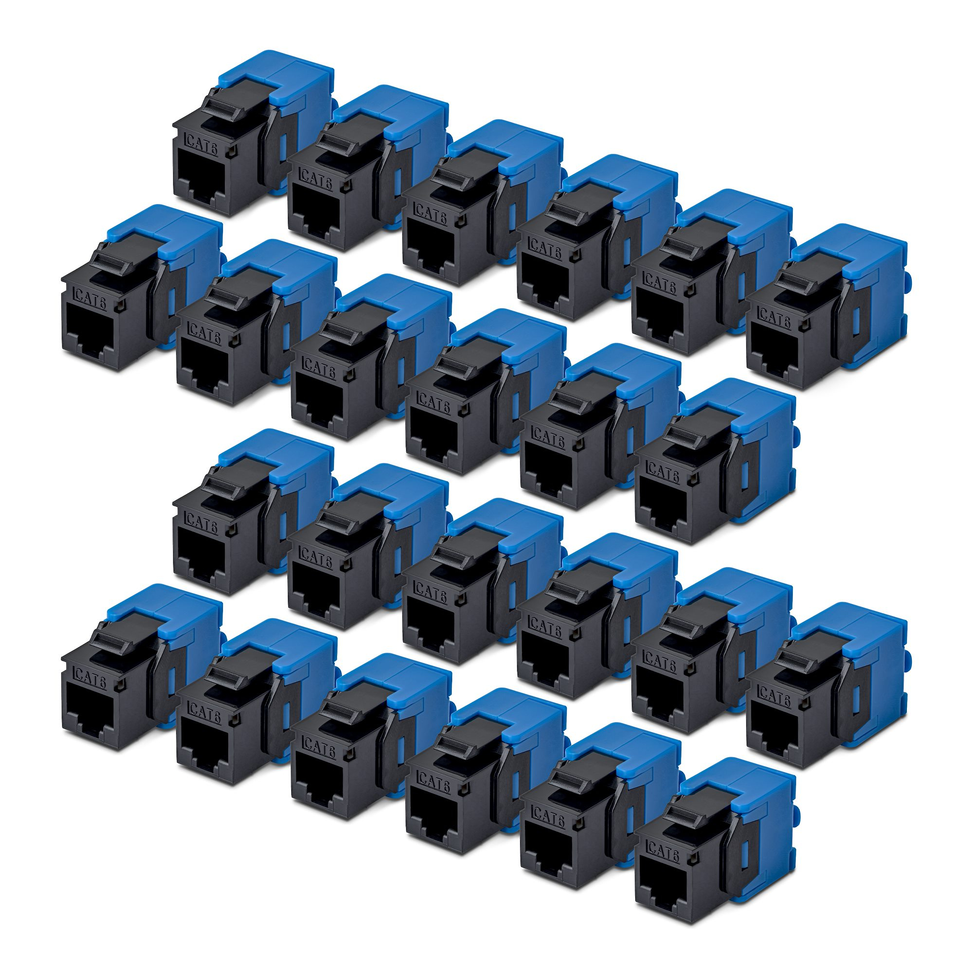 StarTech.com Cat6 Keystone Jack, 24-Pack RJ45 Ethernet Keystone Jacks, UTP Cat6 Wall Jack, 180-Degree Toolless, Black