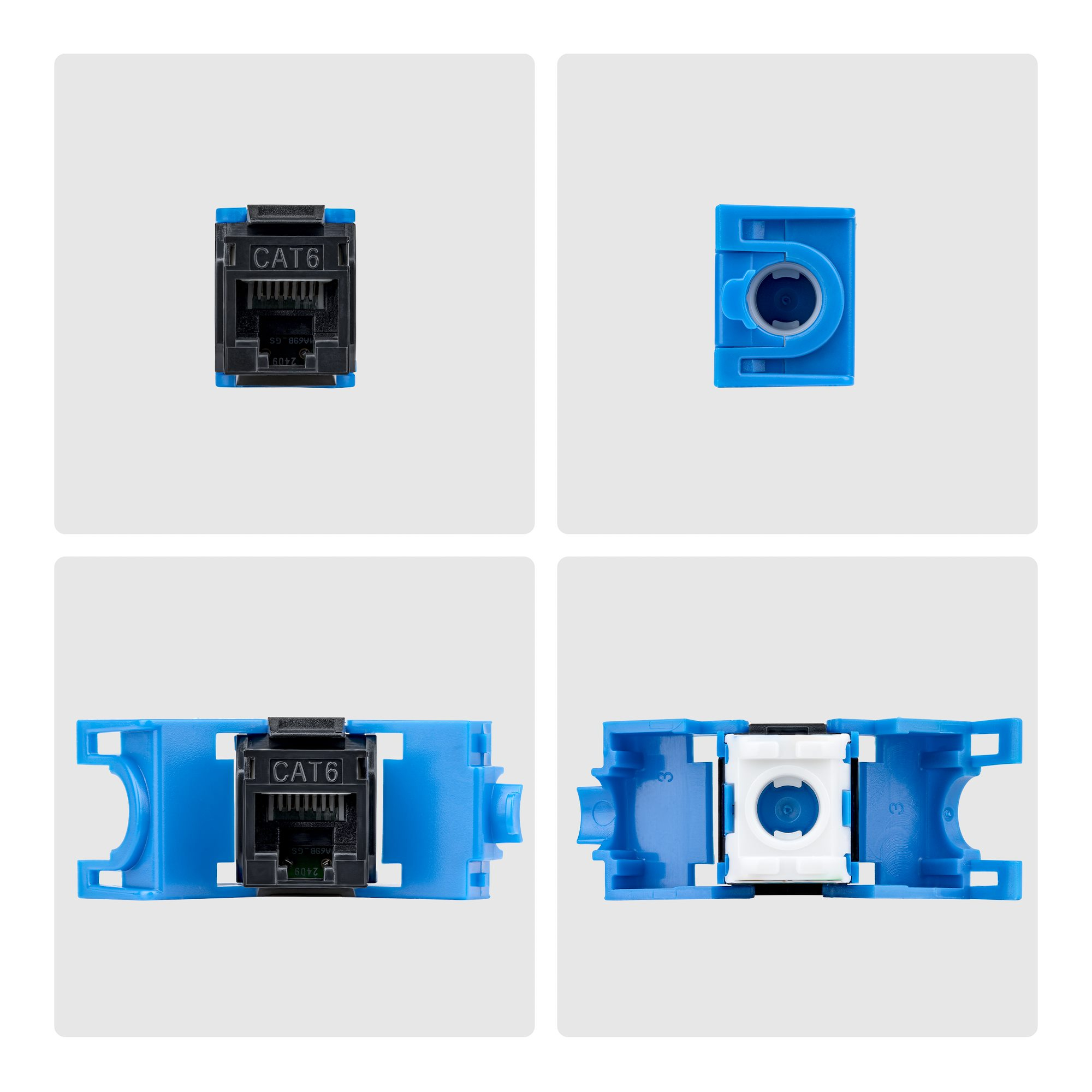 StarTech.com Cat6 Keystone Jack, 24-Pack RJ45 Ethernet Keystone Jacks, UTP Cat6 Wall Jack, 180-Degree Toolless, Black