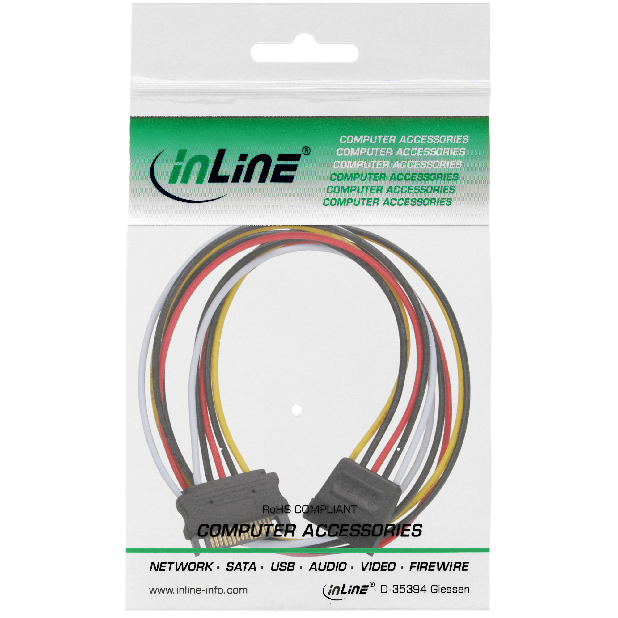 InLine SATA Power Supply Extension Cable male / female 0.50m