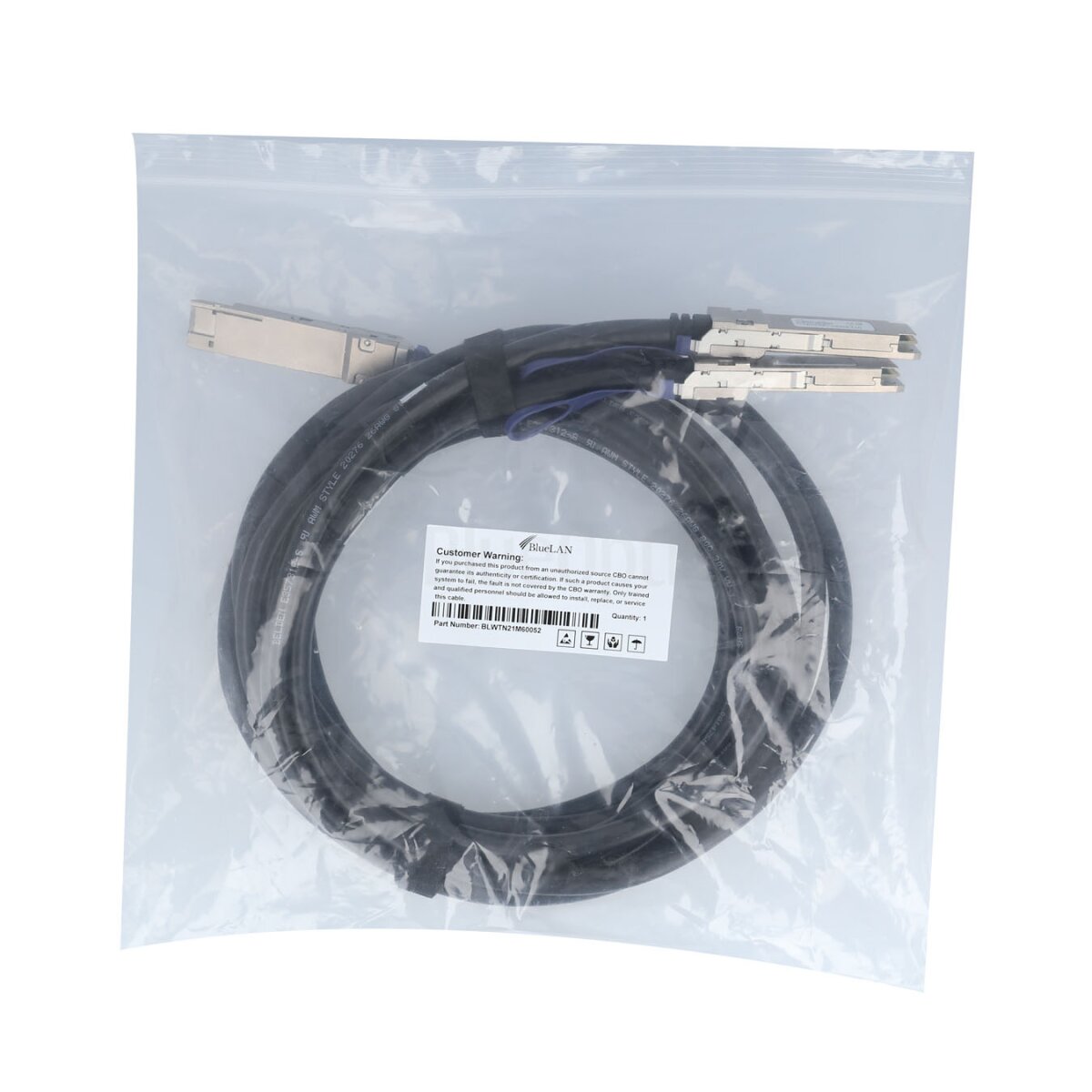 BlueOptics HPE M-Series R8M52A BlueLAN passives 400GBASE-CR8 QSFP-DD auf 2x200GBASE-CR4 QSFP56 Direct Attach Breakout Kabel, 2 Meter
