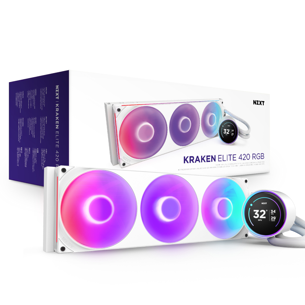 NZXT Kraken Elite 420 RGB Processeur Refroidisseur de liquide tout-en-un 14 cm Blanc 1 pi�ce(s)