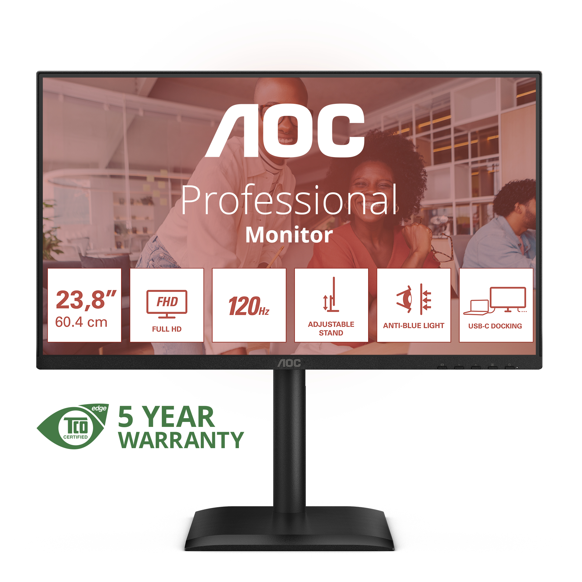 AOC E4 24E4CV computer monitor 60.5 cm (23.8) 1920 x 1080 pixels Full HD LED Black
