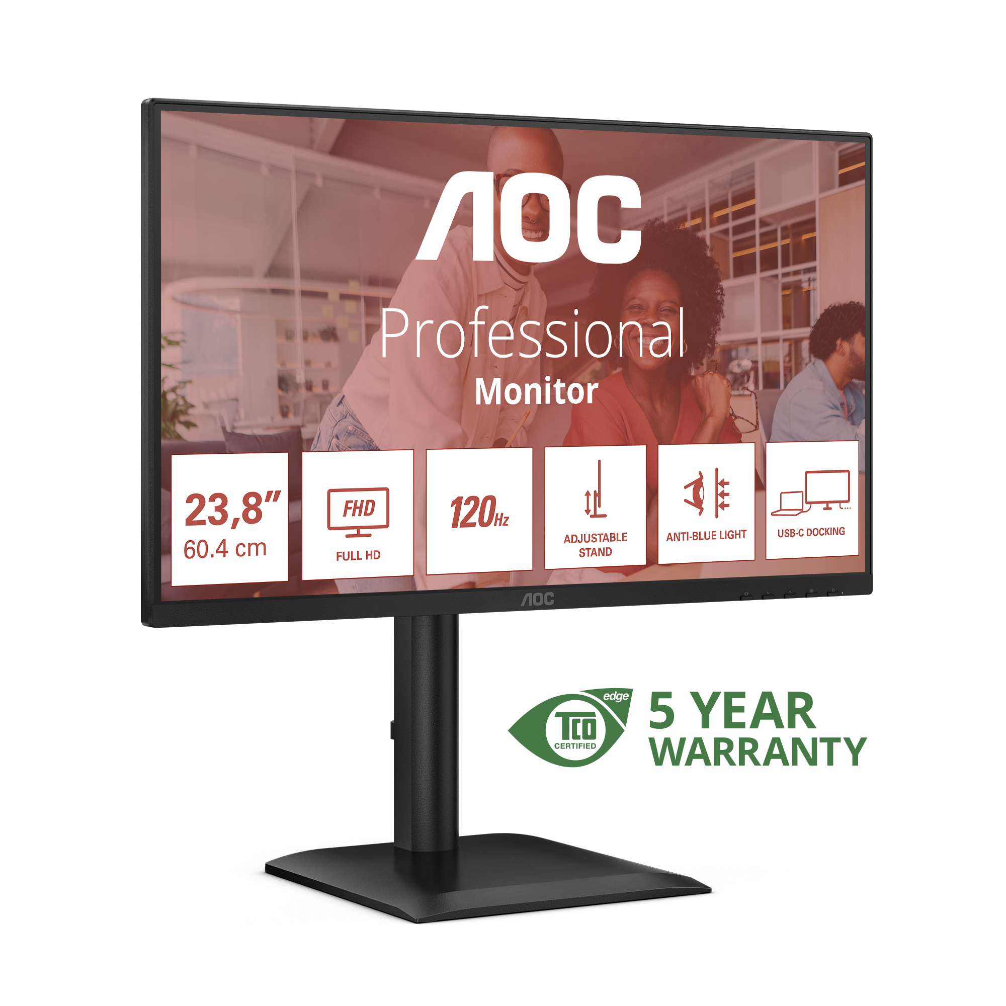 AOC E4 24E4CV computer monitor 60.5 cm (23.8) 1920 x 1080 pixels Full HD LED Black