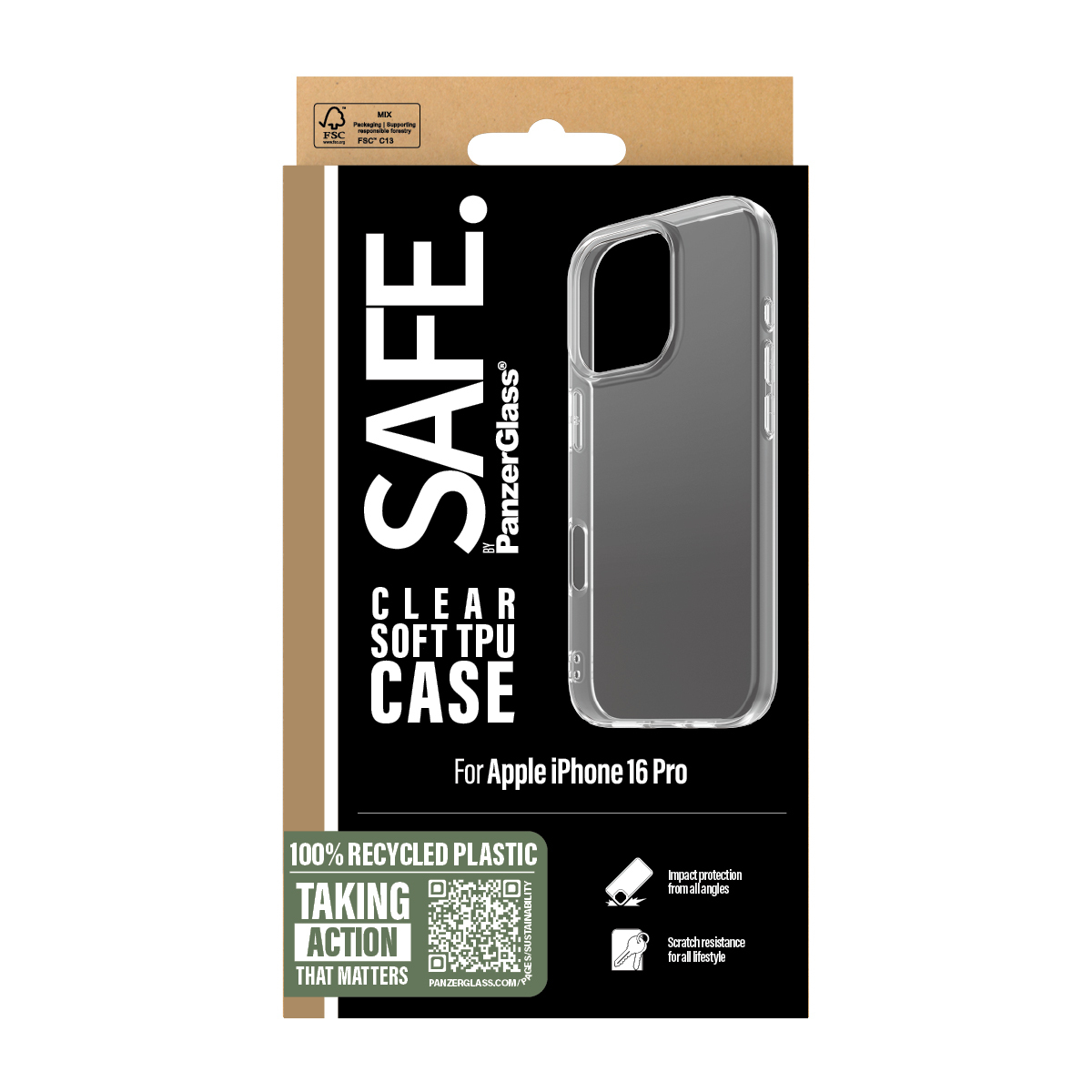 PanzerGlass SAFE. by � TPU Case Transparent iPhone 16 Pro funda para tel�fono m�vil Transparente