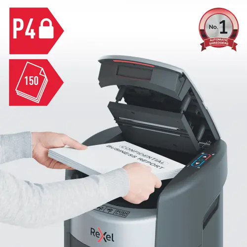 Rexel ShredMax AutoFeed+ 150X paper shredder P4 15-litre waste