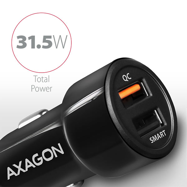 Axagon PWC-QC5 cargador de dispositivo m�vil Smartphone, Tableta Negro Encendedor de cigarrillos Carga r�pida Auto
