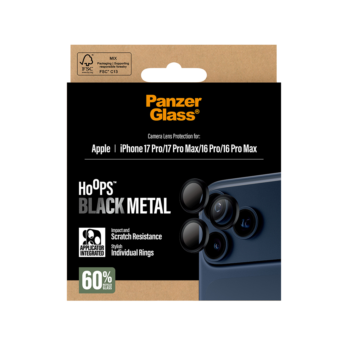 PanzerGlass Hoops black Camera Lens Protector iPhone 17 Pro/Max/16 Max