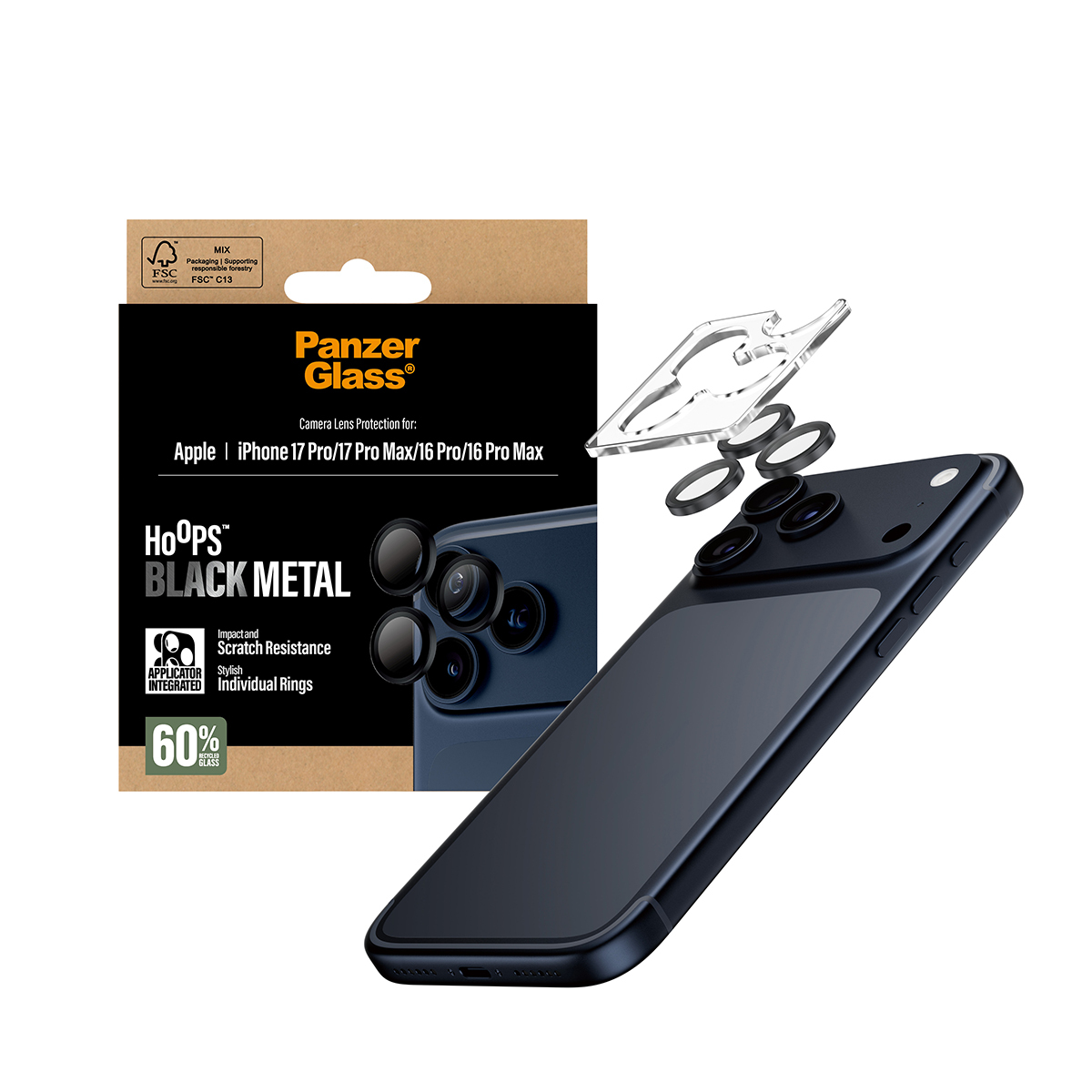 PanzerGlass Hoops black Camera Lens Protector iPhone 17 Pro/Max/16 Max