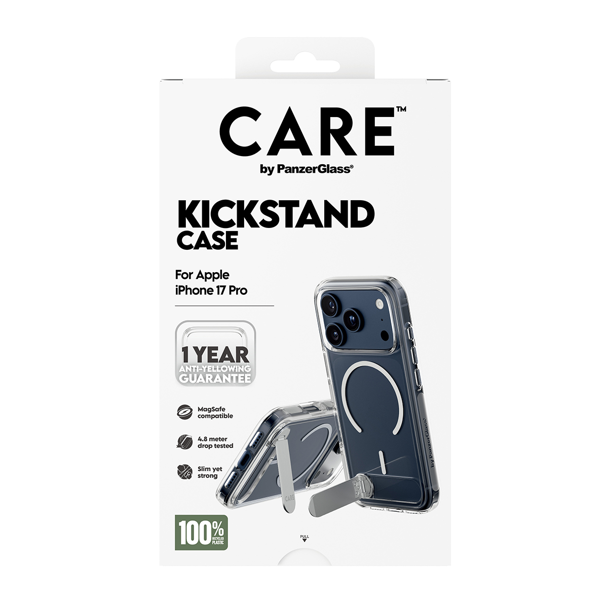 PanzerGlass CARE by � Feature Case Transparent w. Kickstand & MagSafe iPhone 17 Pro coque de protection pour t�l�phones portables Housse