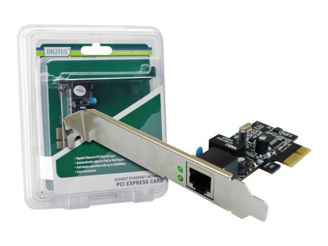 DIGITUS 2-Port Gigabit Ethernet Netzwerkkarte, RJ45, PCI Express, Intel Chipsatz