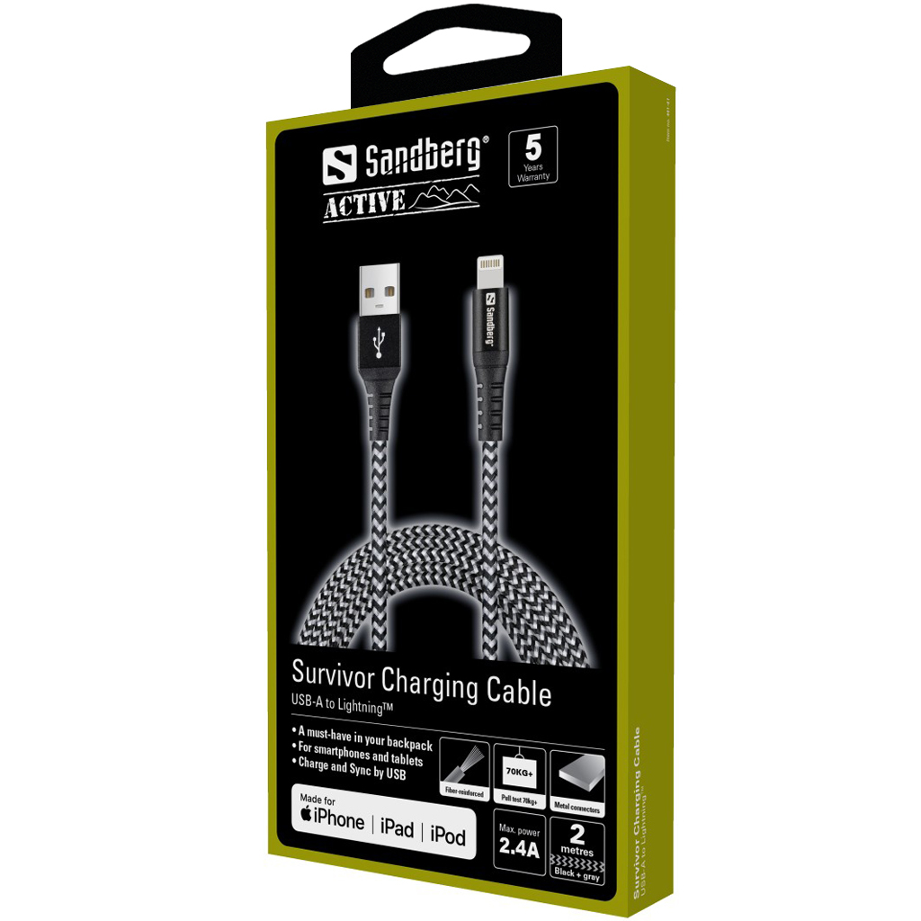 Sandberg Survivor Lightning Cable 2M