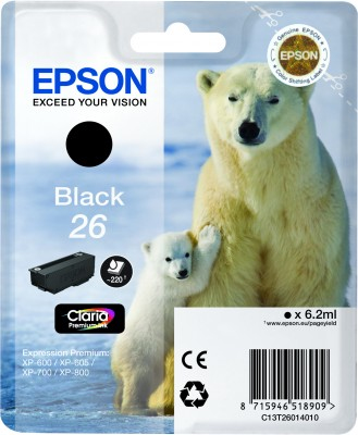 Epson Polar bear Singlepack Black 26 Claria Premium Ink